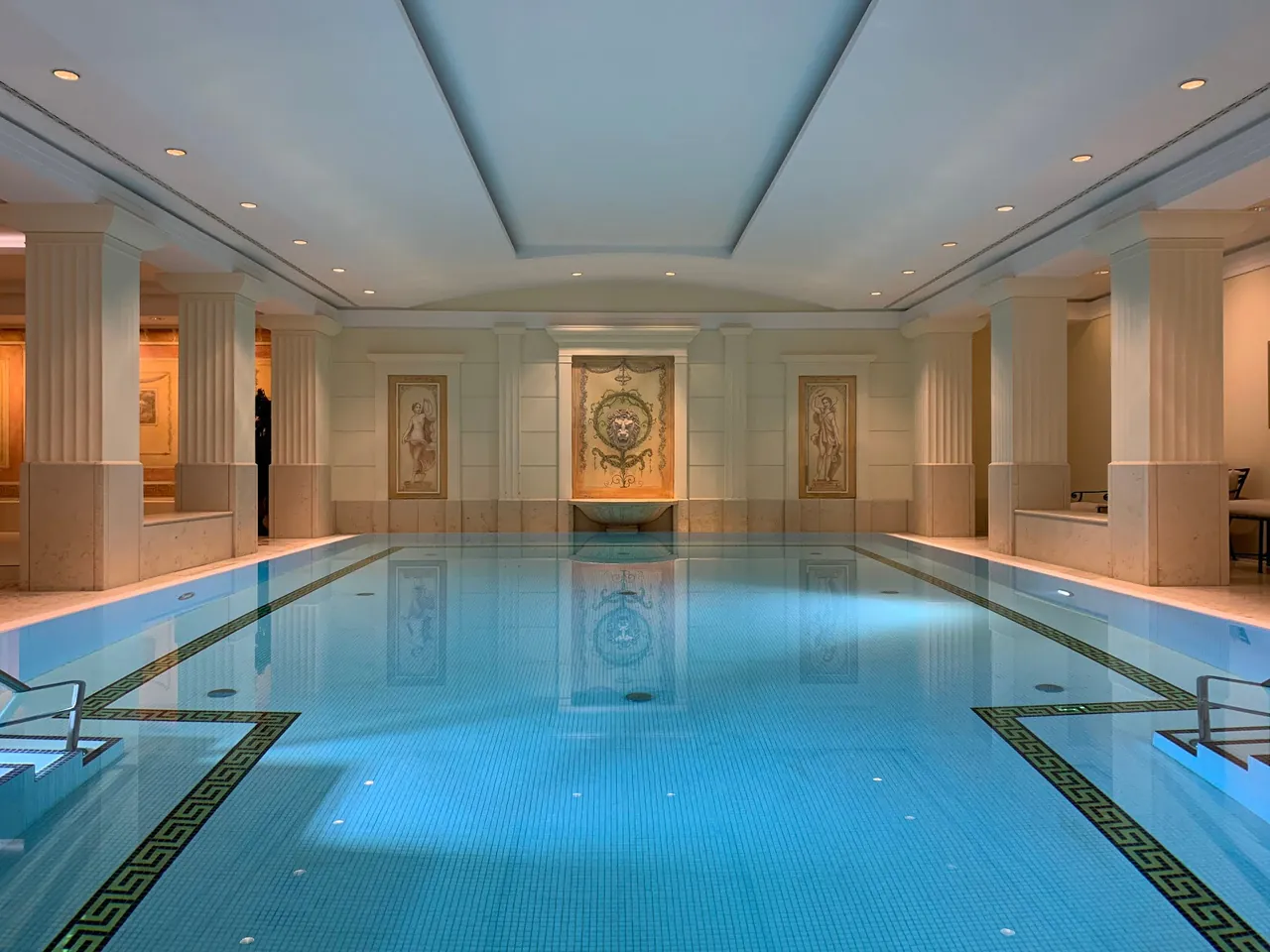 The columned indoor pool in the hotel spa.